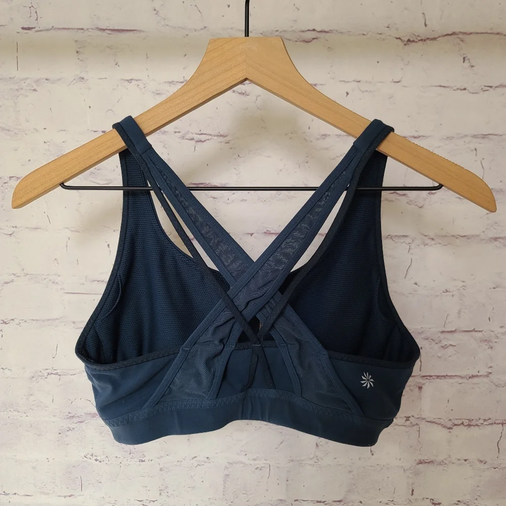 Athleta Transendence Powervita Teal Strappy Cross Back Sports Bra Small
